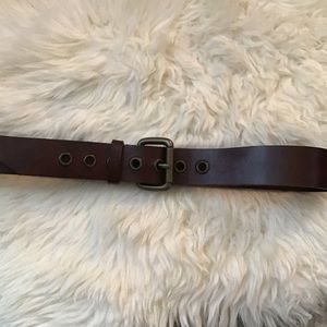 Max Mara Brown Leather Belt Brass Buckle